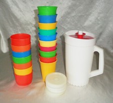 18pc Tupperware Childs Lot of 297 109 Drinking Snack Cups 874 Pitcher w Lid