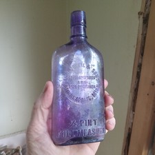 MINNEAPOLIS ISAAC WEIL & SONS AMETHYST 1/2 PINT WHISKEY FLASK EARLY 1900 ERA