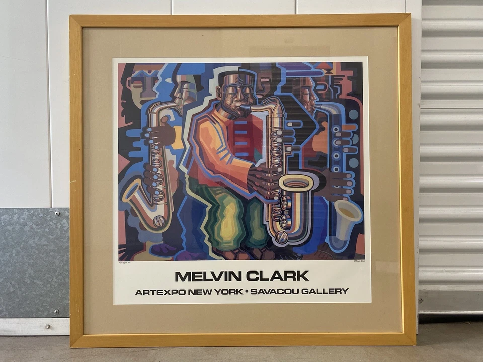 🔥 RARO Póster de Exposición de Jazz Arte Moderno Afroamericano Negro - MELVIN CLARK Foto 2 de 4