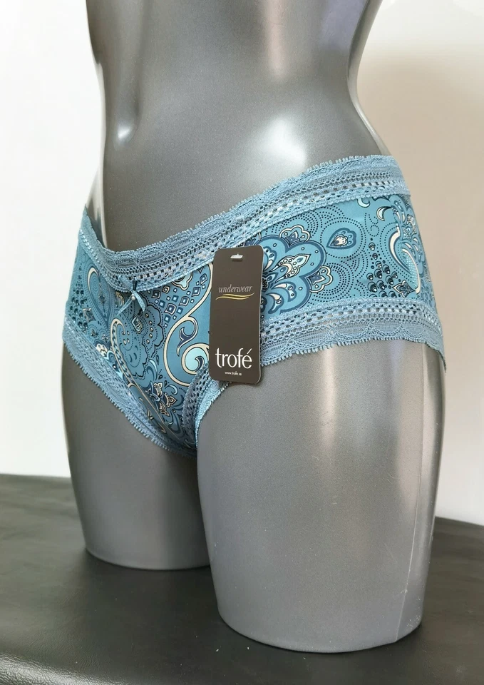 Trofe Sexy Blue Laila Paisley Hipster Brief, Knickers  - Size M to XXL (210904)  - Image 3 of 4