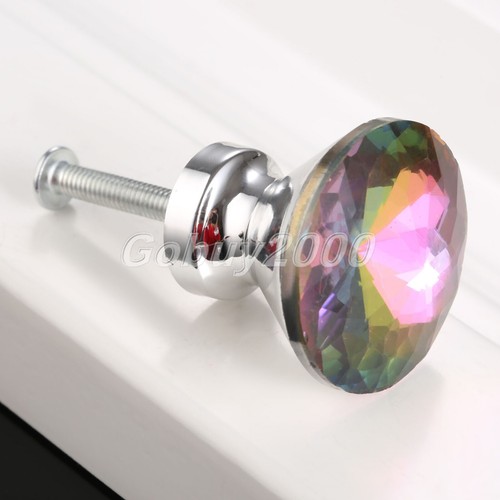 Diamond Crystal Glass Furniture Door Pull Handles Cabinet Knobs Drawer Fashion - Picture 5 of 14