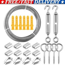 15M Wire Rope Fence Heavy Duty Cable Railing Wire Kit 304 Stainless Steel NEW