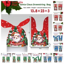 50 Pcs Christmas Candy Treat Bag Wrapping Gift Bag Xmas Party Drawstring Bags AU