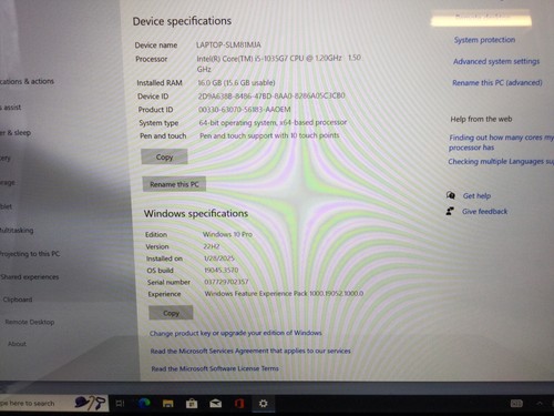 Microsoft Surface Laptop 3 13.5" i5-1035G7 1.2GHz 16GB RAM 256GB SSD Read Desc 2 - Picture 8 of 9
