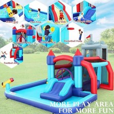 Kids Inflatable Bounce House Water Slide w/Splash Pool 580W Blower EZ Install