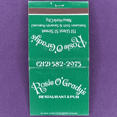 Vintage Matchbook Rosie O  Grady s Restaurant New York Feature Matches Unstruck