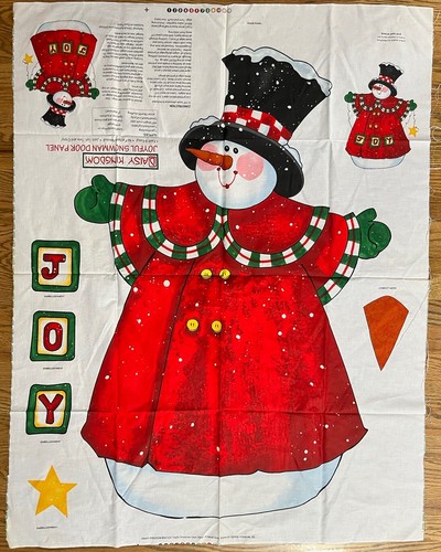 DAISY KINGDOM Joyful Snowman Christmas Door Decor CUT & SEW Fabric Panel Vintage