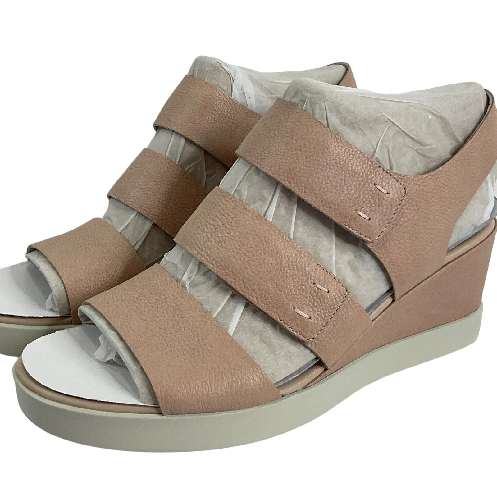 Ecco Shoes sandali donna taglia 9 9 5 EU 40 forma zeppa plateau pelle 180€ pennino
