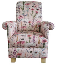 Voyage Maison Hermione Blush Pink Fabric Adult Chair Armchair Floral Bees Accent
