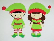 Christmas Winter Elf Boy Girl Elves Die Cut Paper Doll Scrapbook Embellishment