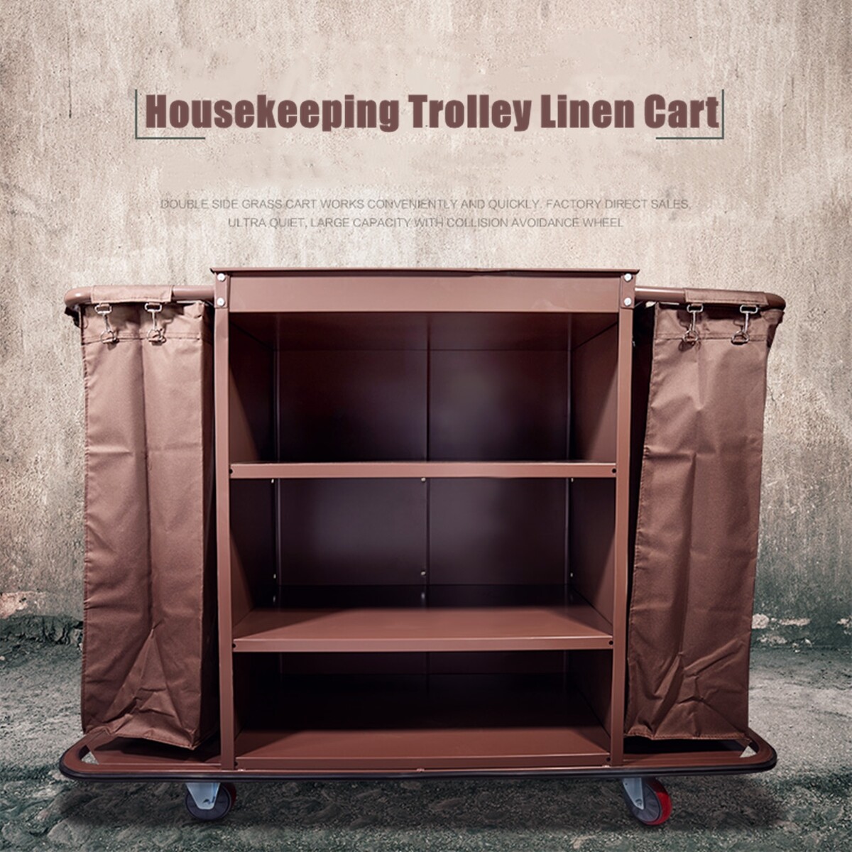 Servicewagen Hotel Hotelwagen Zimmerservicewagen mit 2 Wäschesäcke 140x45x110cm