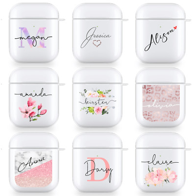 PERSONALISIERTE AIRPODS HÜLLE INITIALEN NAME KLAR SILIKONHÜLLE FÜR APPLE SCHÖNES GESCHENK