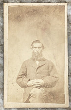 Older Gentleman w/ Scraggly Beard Seated Antique CDV Photograph B276