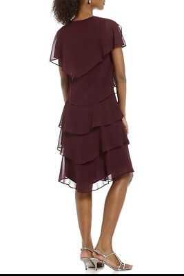 sl fashions tiered rhinestone capelet dress SLNY Fashions Tiered Rhinestones Capelet Dress . Aubergine Size 16W