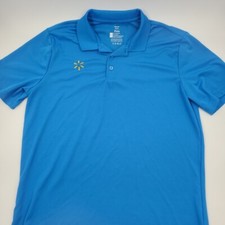 Walmart Shirt Men's Large Blue Polo Employee Work Uniform Short Sleeve