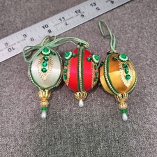 Vintage Beaded Push Pin Sequined Christmas Ornaments-Lot of 3 Complementary