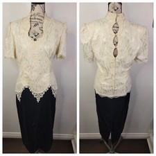 Vintage Scott McClintock Dress SZ 12 Victorian Lace Black Velvet Prom Gown