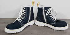 Doc Dr Martens DELANEY BLUE CLOTH Kids SIZE 1 Lace Up  ZIP BOOTS AW004 NWOT