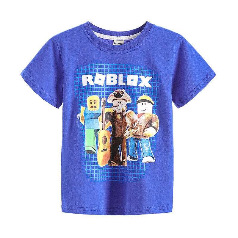 HERSE Kids Unisex T-Shirt Roblox 100% Cotton (4, Black) 