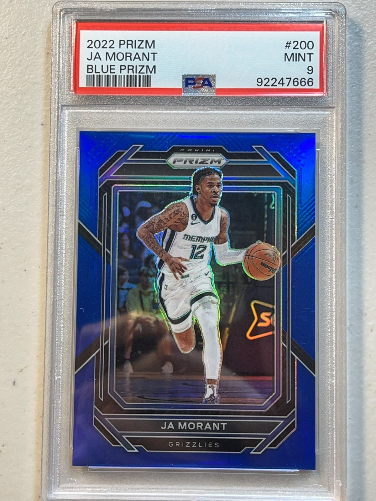 Ja Morant PSA 9 2022-23 Panini Prizm /199 Blue Color Match #200 Mint Grizzlies