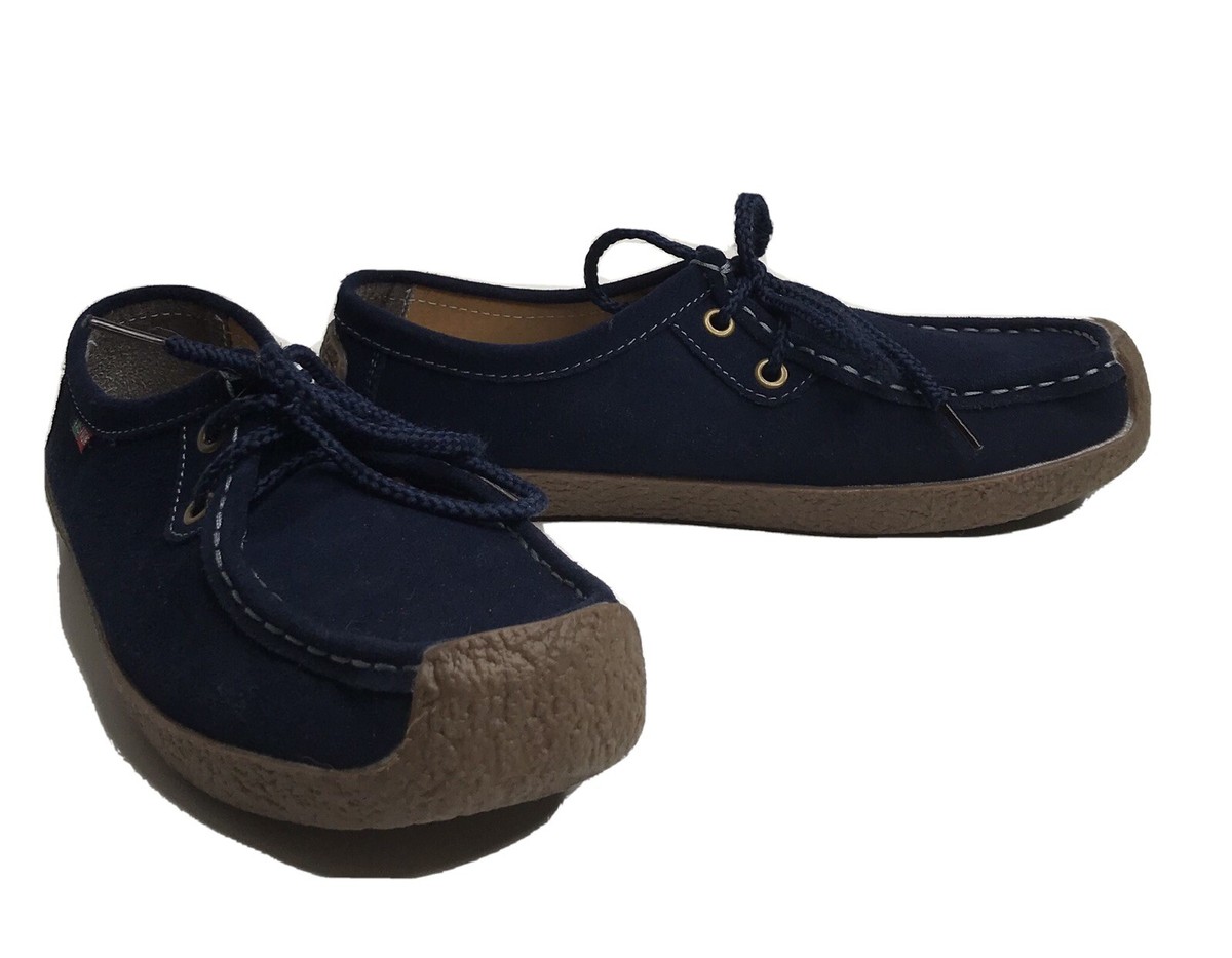 Unisex Lace Up Loafers Shoes Moccasins Navy Blue Size Women's Men’s