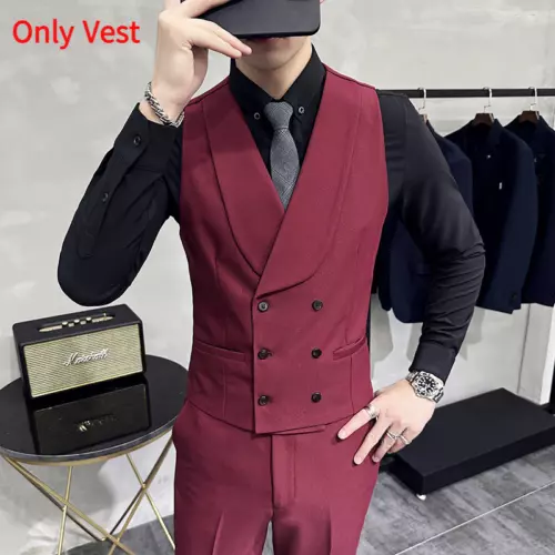 Herren Anzug-Weste schmal Hochzeit Business zweireihig formell Revers Weste Tops - Bild 16 von 22