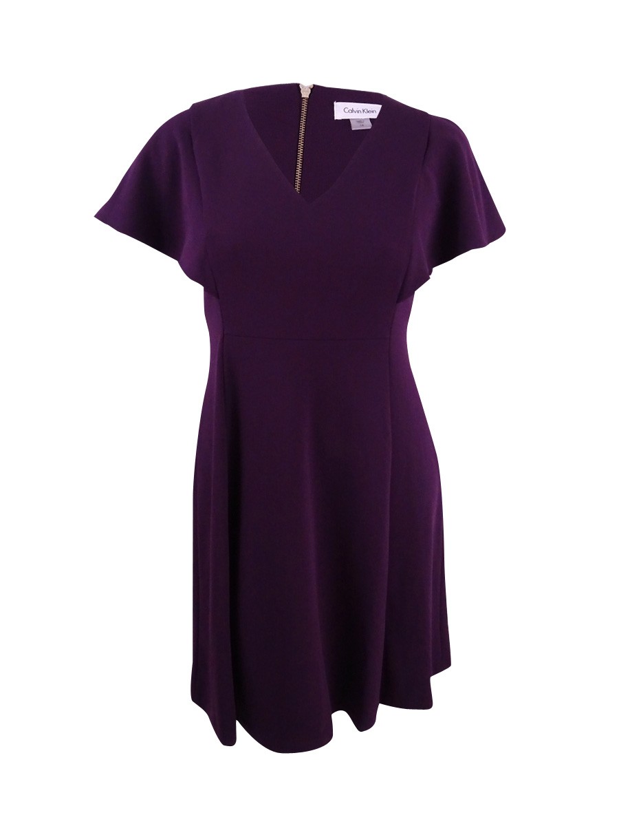 Calvin Klein Women's Flutter-Sleeve A-Line Dress thumbnail 2