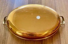 Vtg Oval COPRAL Copper Saute Pan Au Gratin Brass Handle Fish Skillet Portugal