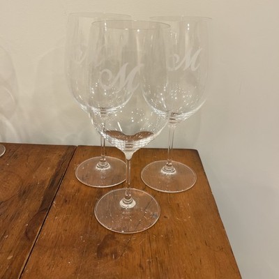 3 Reidel Crystal Cabernet Sauvignon XL Wine Glass Goblet Monogrammed  M 