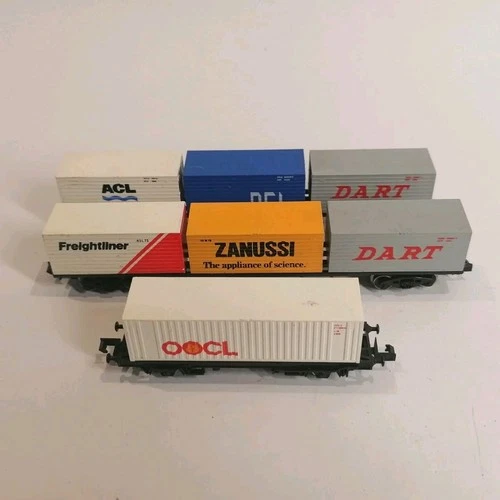 Grafar N Gauge 3x Container Wagons. Various Brands, Zanusdi, Dart, OCL, ACL