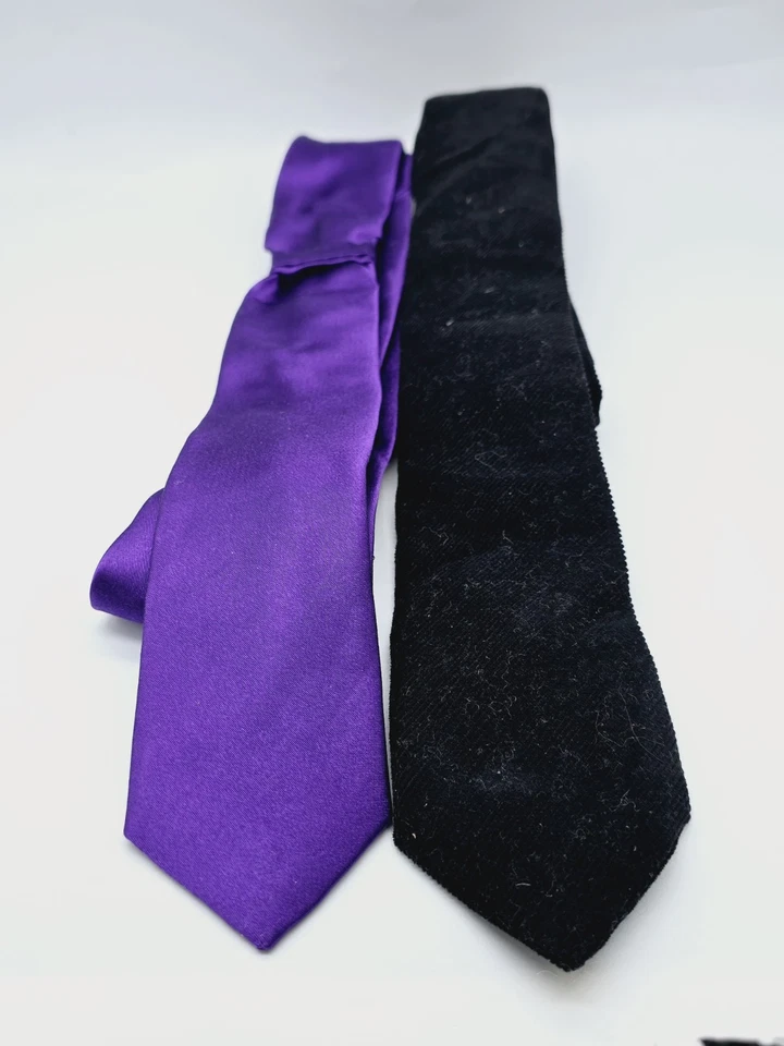 Penguin Skinny Ties Black &  Purple  - 2 Tie Lot - Image 2 of 4