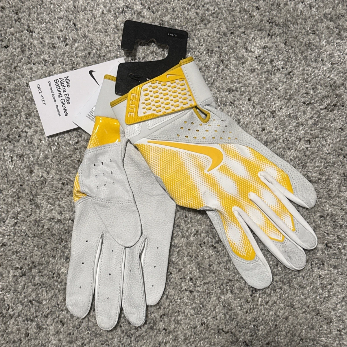 Guantes de béisbol de bateo Nike Alpha Elite para hombre talla L - amarillo blanco - FD7868-109