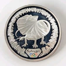 2000 Australia $5 .999 1oz. Silver Sydney Olympics Frilled Lizard Commem Coin