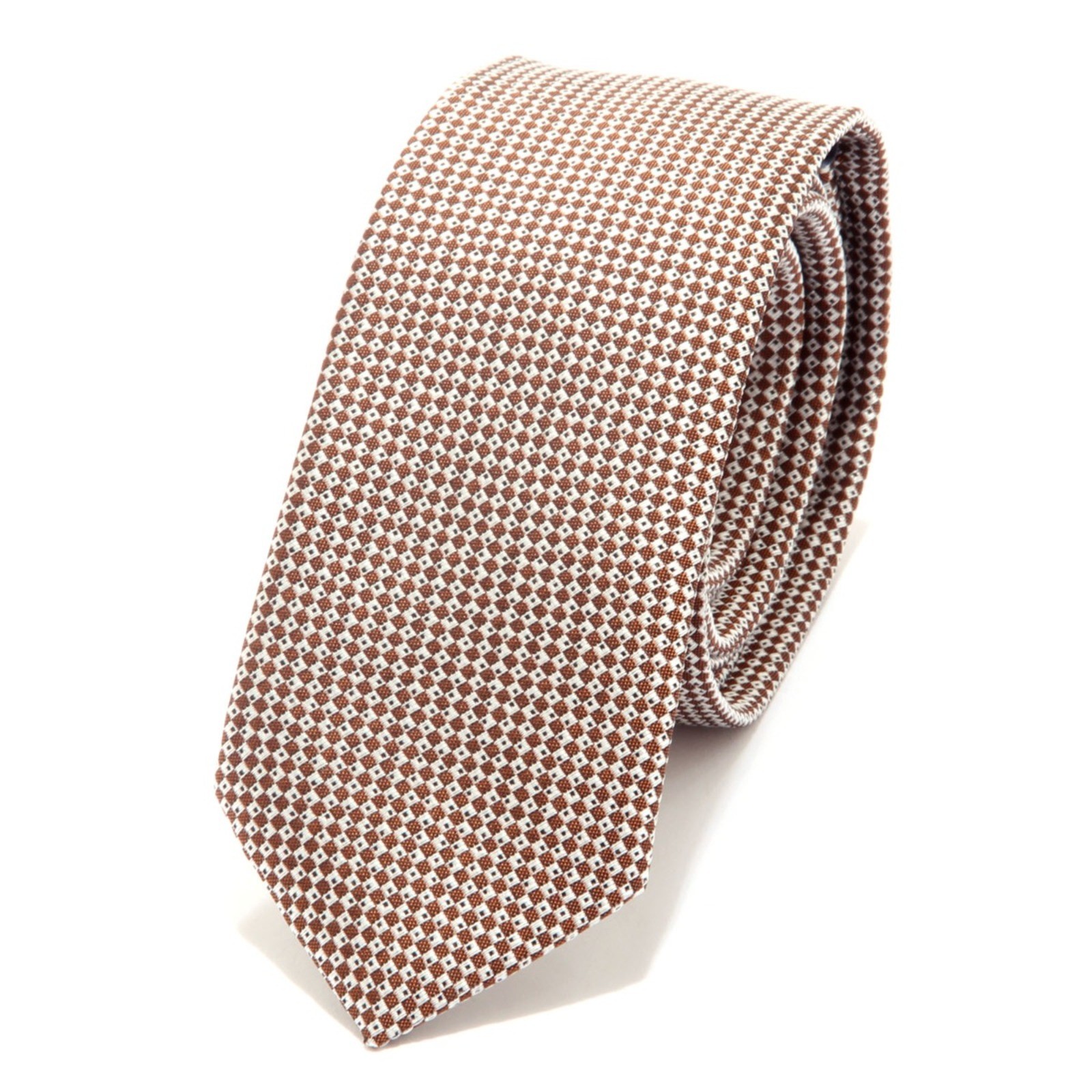 3652AI cravatta uomo BASTIANELLO мужской шелковый галстук длиной 6 см коричневый/бежевый