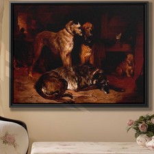 Animal Oil Painting Dog Canvas Print Rustic Home Decor Vintage Wall Art Decor