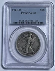 1921-D US 50C Walking Liberty Silver Half Dollar Coin PCGS VG08