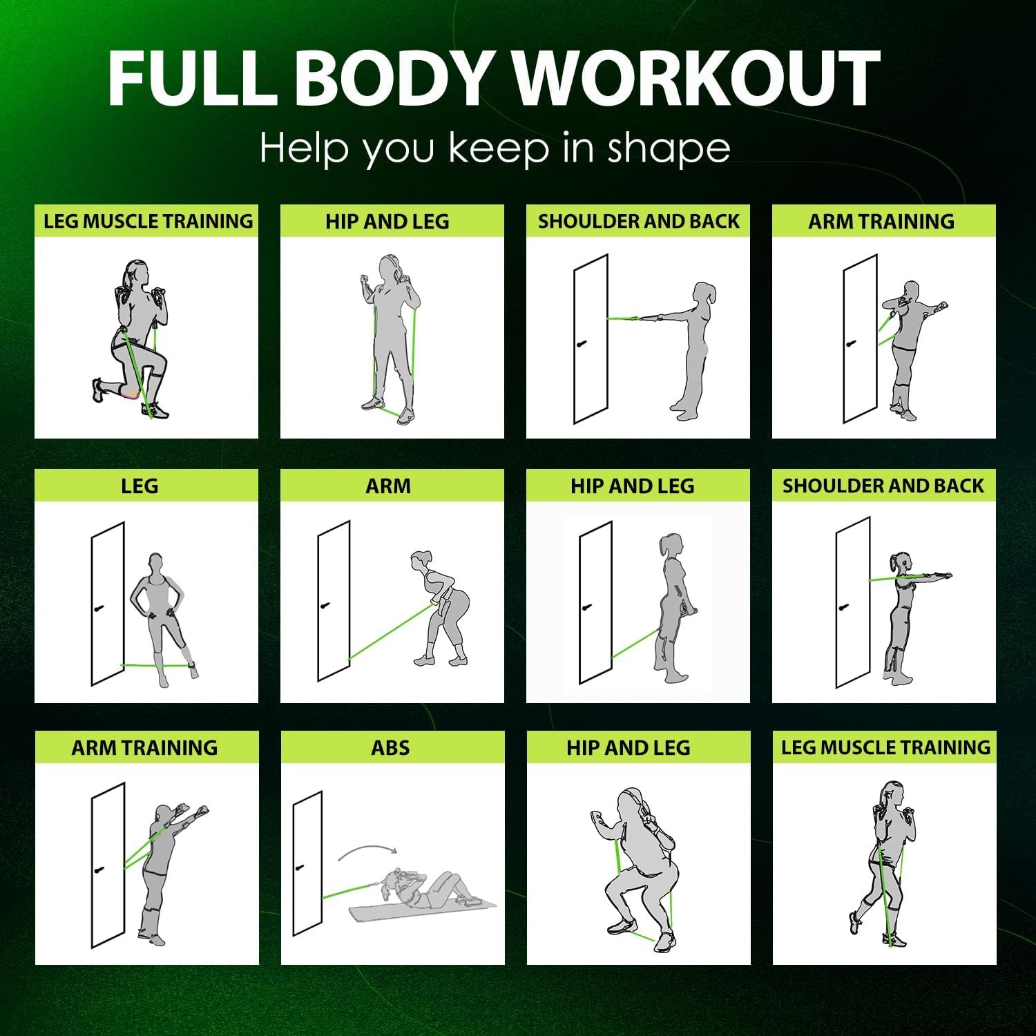 Fitness 11-Piece Resistance Bands Set 150LB - Ultimate Home Gym Kit