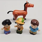 Lot Of 4 Little People Figures, 1 1970's Vintage Brown Horse, 3 2010's People