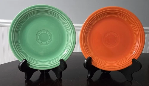 Vintage Orange/Red * Turquoise * FIESTA Homer Laughlin FIESTA WARE Salad Plates