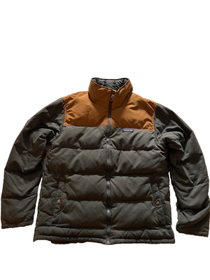 PATAGONIA Bivy Down Jacket, Duck Down, Forge Grey/Bear Brown Men's