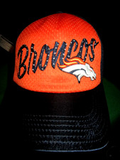 NEW NFL DENVER BRONCOS GIRLS BLING ADJUSTABLE BASEBALL CAP HAT ORANGE/BLUE 7-16