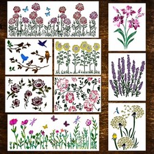 Flower Stencils for Painting on Wood - Reusable Wildflower Stencil for Painti...