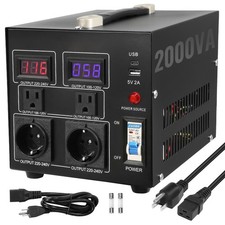 Voltage Converter Transformer, 2000W, Heavy Duty Step Up/Down Transformer