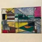 URBAN REGIONALISM VINTAGE CUBIST CUBISM CITY  Landscape Flag From Estate