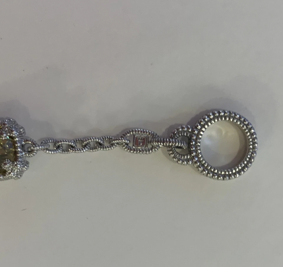 Judith Ripka Sterling Silver Pink Sapphire & Gemstone Bracelet Horseshoe New - Image 4 of 4