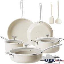 Nonstick Ceramic Cookware Set 14pcs Induction Safe Dishwasher Oven Non Toxic New