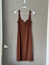 Reformation Scoop Neck Midi Bodycon Dress Chocolate Brown in Size S