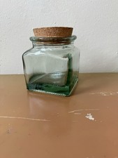 Green Square Glass Jar With Cork Stopper