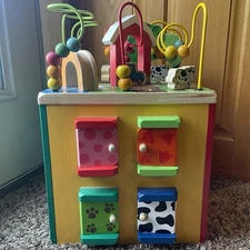 Farm Theme Activity Cube Educational Wooden Learning Toys Toddlers Kids