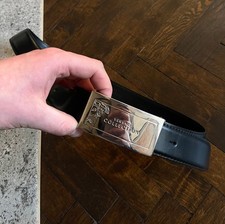 Versace Collection Belt Black Leather Silver Medusa Buckle Designer Rare Item